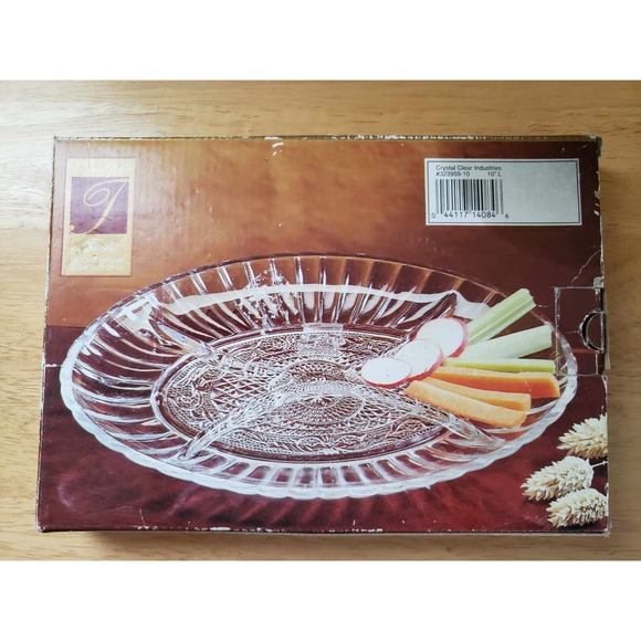 Trellis by Crystal Clear 4-Part Glass Relish Tray with Original Box - Picture 4 of 4